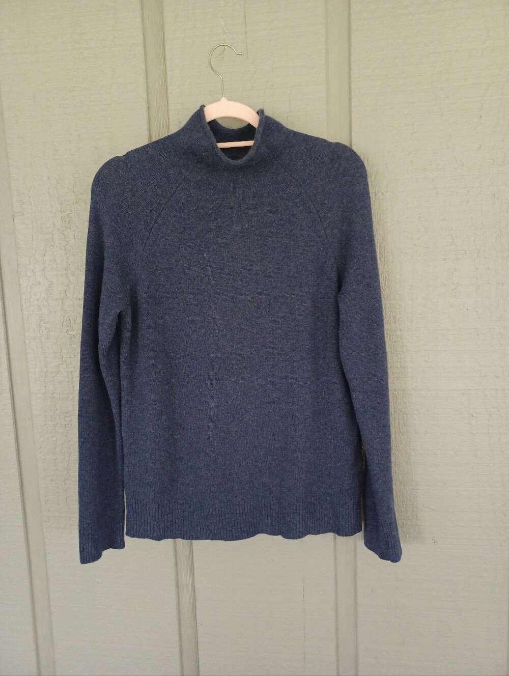 Theory Mock Neck Soft Cashmere Sweater Size S Long Sleeve Pullover Blue Preppy